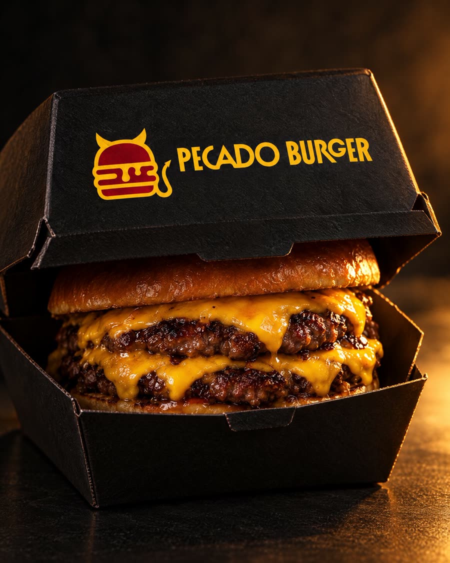 Caja negra de hamburguesa con el logo